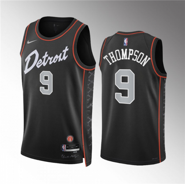 Men Detroit Pistons #9 Ausar Thompson Black 2023-24 City Edition Stitched Basketball Jersey
