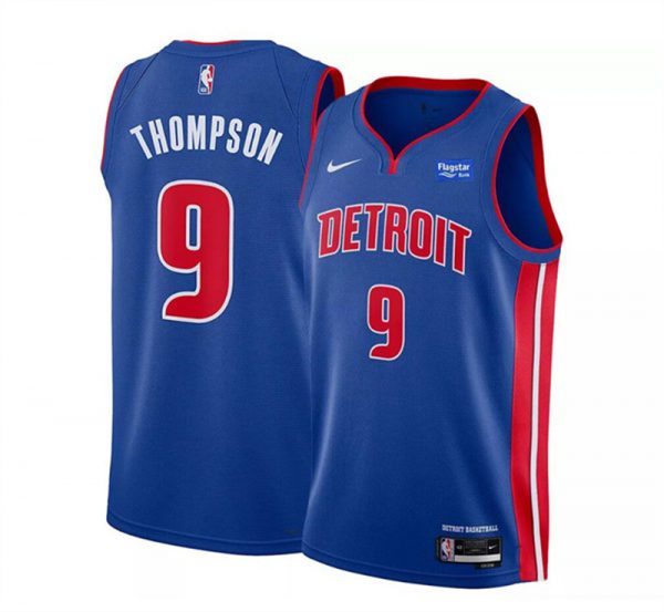 Men Detroit Pistons #9 Ausar Thompson Blue Icon Edition Stitched Basketball Jersey