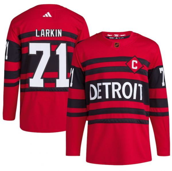 Men Detroit Red Wings #71 Dylan Larkin Red 2022/23 Reverse Retro Stitched Jersey