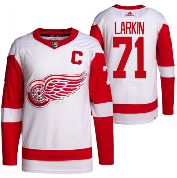 Men Detroit Red Wings #71 Dylan Larkin White Stitched Jersey
