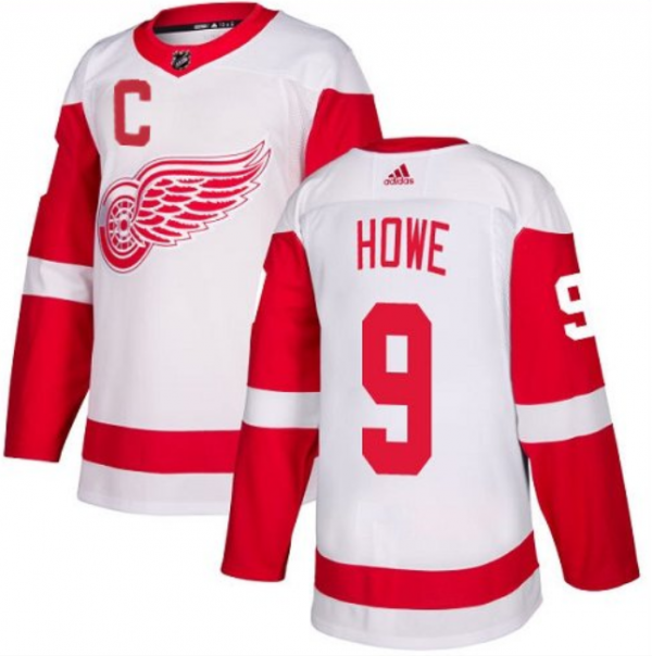 Men Detroit Red Wings #9 Gordie Howe White Stitched Jersey