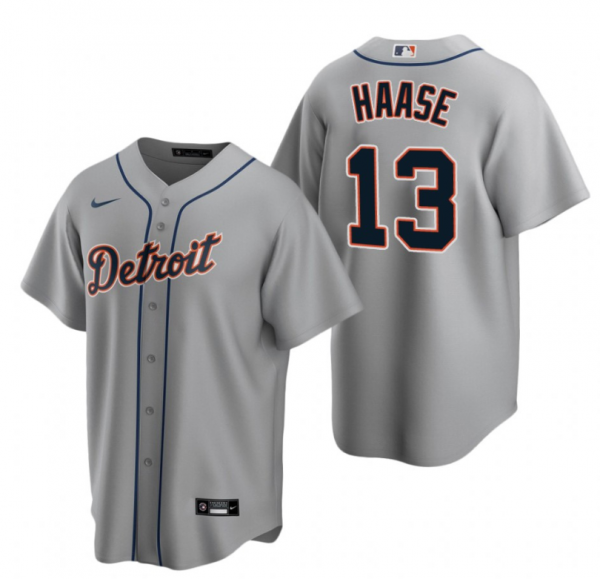 Men Detroit Tigers #13 Eric Haase Grey Cool Base Stitched Jersey