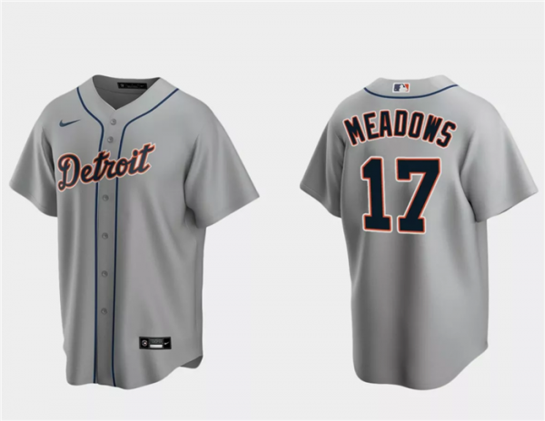 Men Detroit Tigers #17 Austin Meadows Grey Cool Base Stitched Jersey
