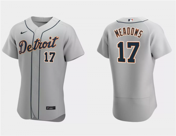 Men Detroit Tigers #17 Austin Meadows Grey Flex Base Stitched Jersey