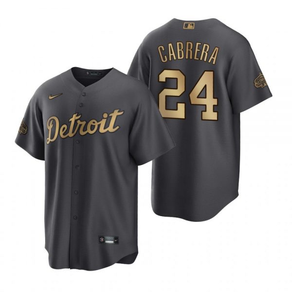 Men Detroit Tigers #24 Miguel Cabrera 2022 All-star Charcoal Base Base Stitched Jersey