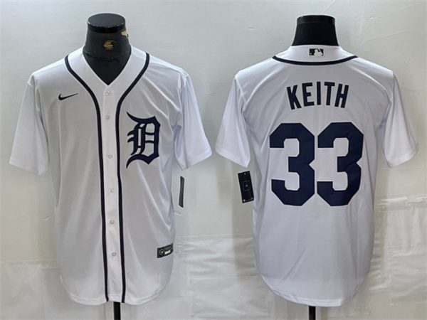 Men Detroit Tigers #33 Colt Keith White Cool Base Stitched Baseball Jersey