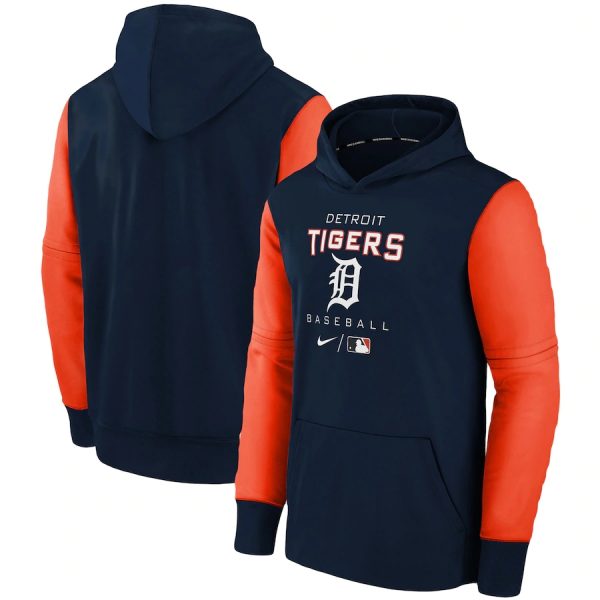 Men Detroit Tigers Navy 2022 Therma Performance Pullover Hoodie