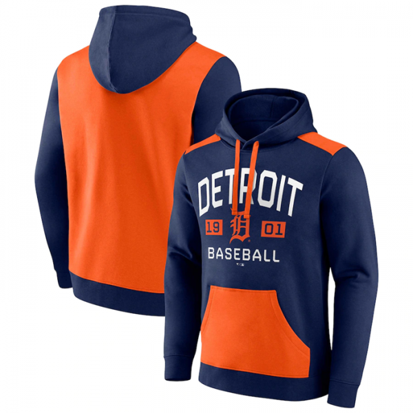 Men Detroit Tigers Navy/Orange Chip In Pullover Hoodie