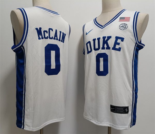 Men Duke Blue Devils #0 Jared McCain White Stitched Basketball Jersey