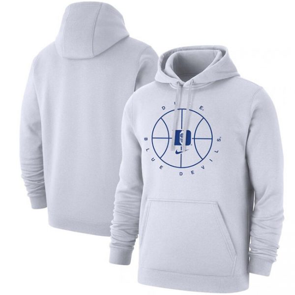 Men Duke Blue Devils White Basketball Icon Club Fleece Pullover Hoodie