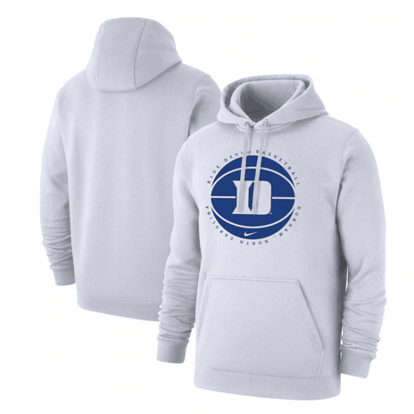 Men Duke Blue Devils White Basketball Pullover Hoodie