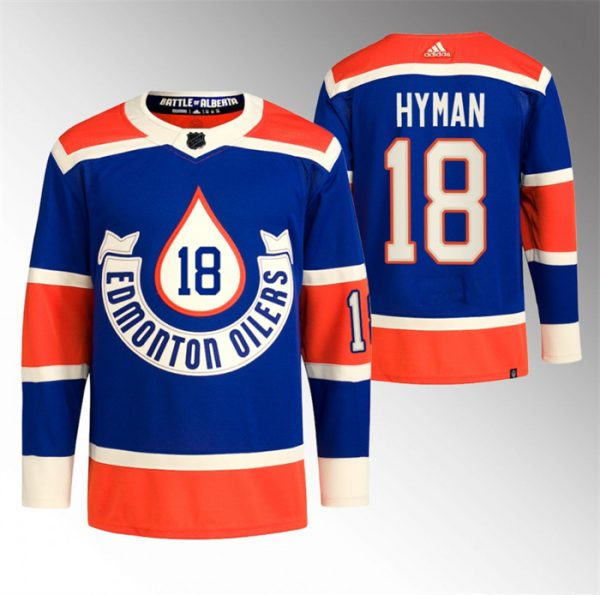 Men Edmonton Oilers #18 Zach Hyman2023 Royal Heritage Classic Primegreen Stitched Jersey