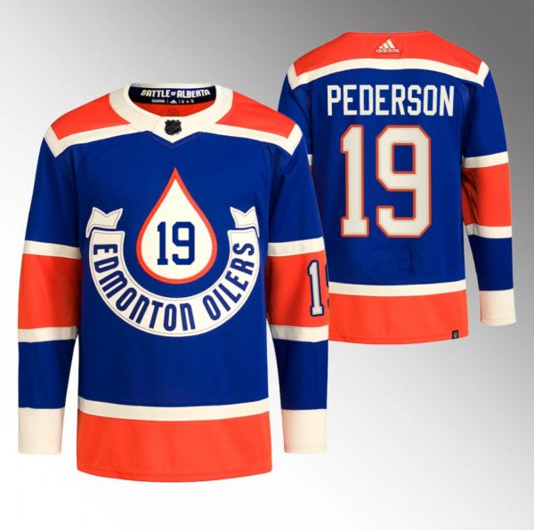 Men Edmonton Oilers #19 Lane Pederson 2023 Royal Heritage Classic Primegreen Stitched Jersey