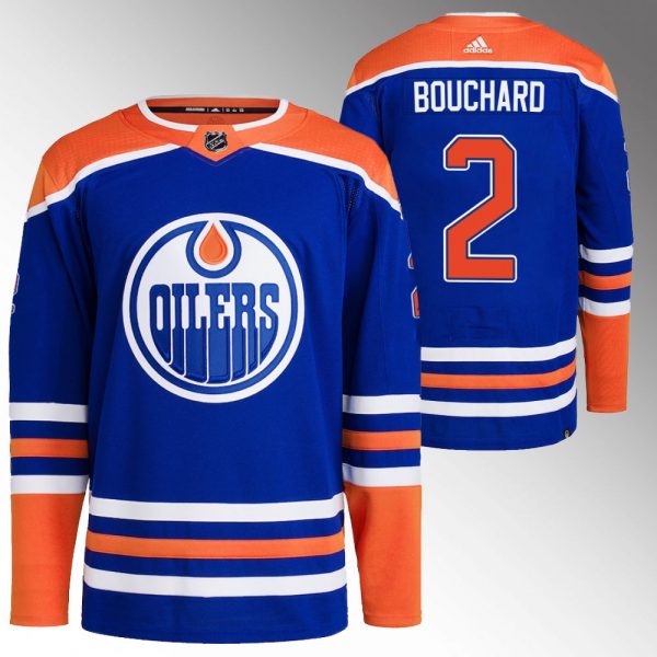 Men Edmonton Oilers #2 Evan Bouchard Royal Stitched Jersey