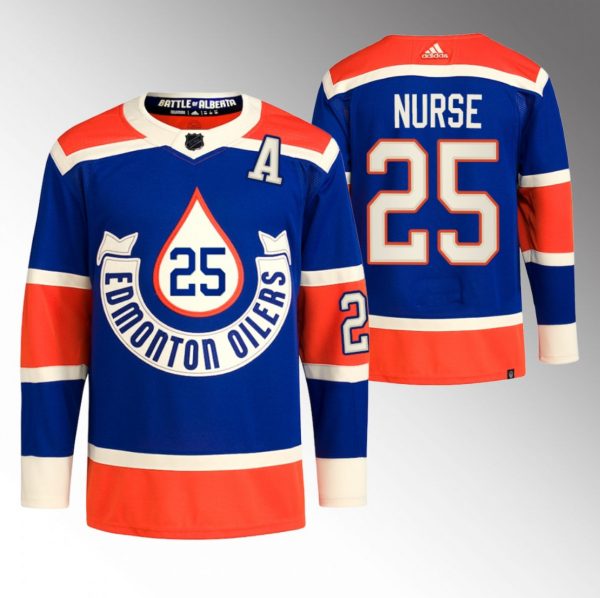 Men Edmonton Oilers #25 Darnell Nurse 2023 Royal Heritage Classic Primegreen Stitched Jersey