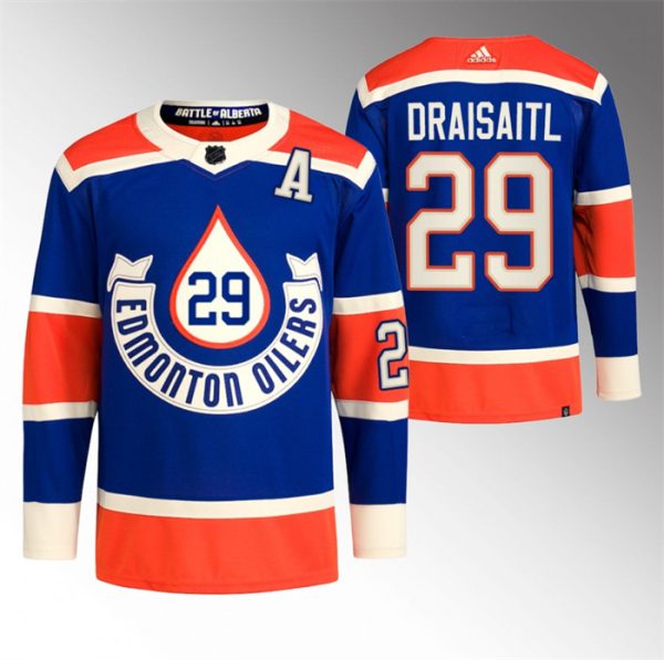 Men Edmonton Oilers #29 Leon Draisaitl 2023 Royal Heritage Classic Primegreen Stitched Jersey