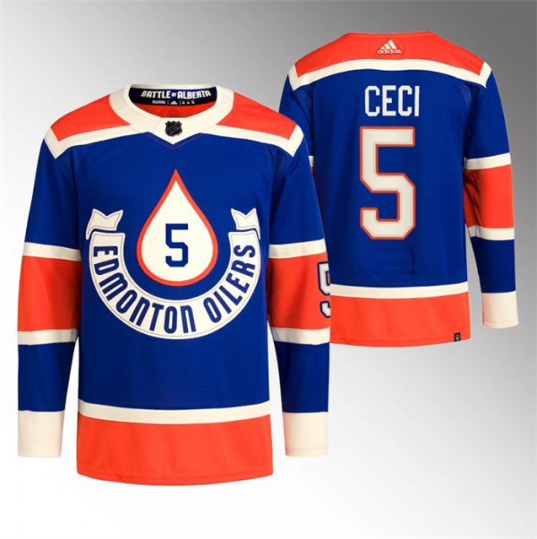 Men Edmonton Oilers #5 Cody Ceci 2023 Royal Heritage Classic Primegreen Stitched Jersey