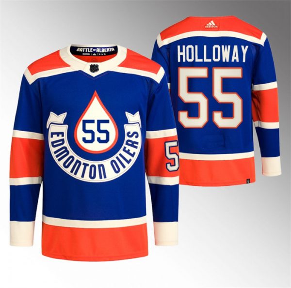 Men Edmonton Oilers #55 Dylan Holloway 2023 Royal Heritage Classic Primegreen Stitched Jersey