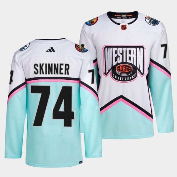 Men Edmonton Oilers #74 Stuart Skinner 2023 White All-Star Game Stitched Jersey
