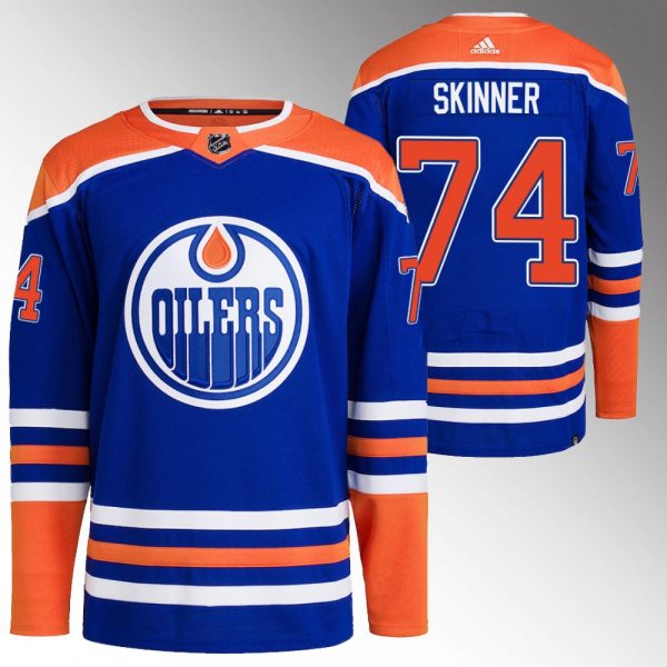 Men Edmonton Oilers #74 Stuart Skinner Royal Stitched Jersey