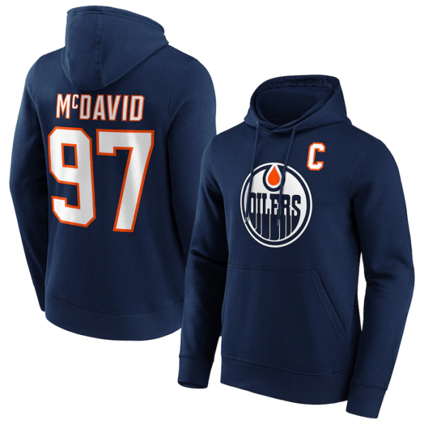 Men Edmonton Oilers #97 Connor McDavid Navy Pullover Hoodie