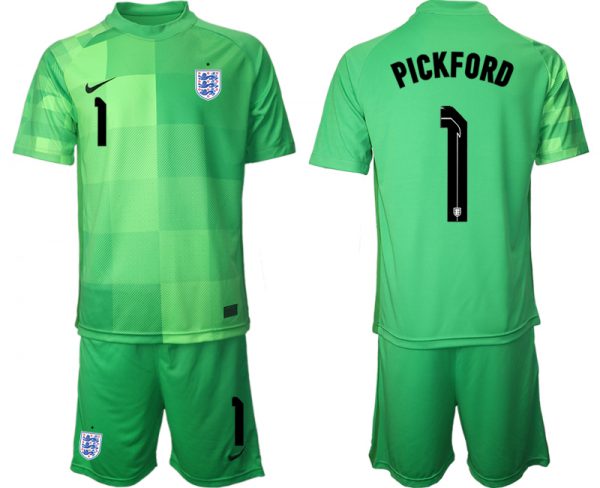Men England #1 Pickford Green Goalkeeper Soccer Jersey Suit