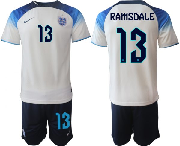 Men England #13 Ramsdale White Home Soccer Jersey Suit