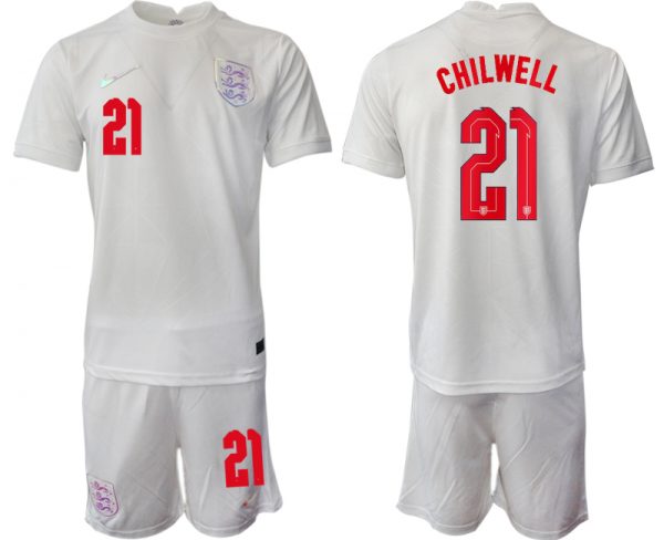 Men England #21 Chilwell White Home Soccer Jersey Suit
