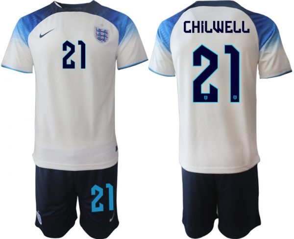 Men England #21 Chilwell White Home Soccer Jersey Suit