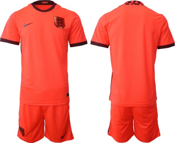 Men England Blank Orange Away Soccer Jersey Suit