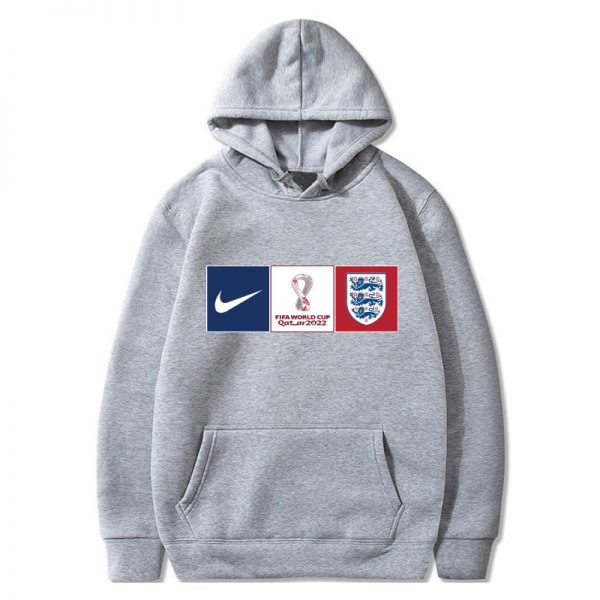 Men England World Cup Soccer Hoodie Grey