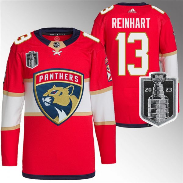 Men Florida Panthers #13 Sam Reinhart Red 2023 Stanley Cup Final Stitched Jersey