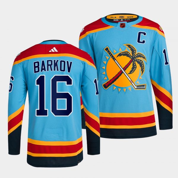 Men Florida Panthers #16 Aleksander Barkov Blue 2022 Reverse Retro Stitched Jersey