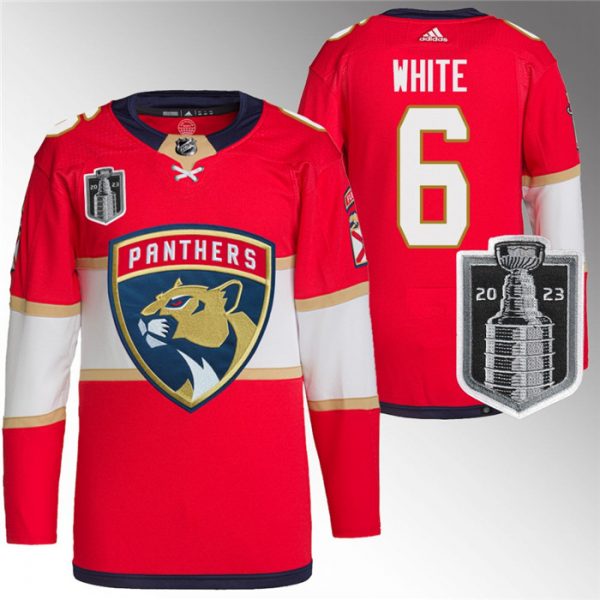Men Florida Panthers #6 Colin White Red 2023 Stanley Cup Final Stitched Jersey