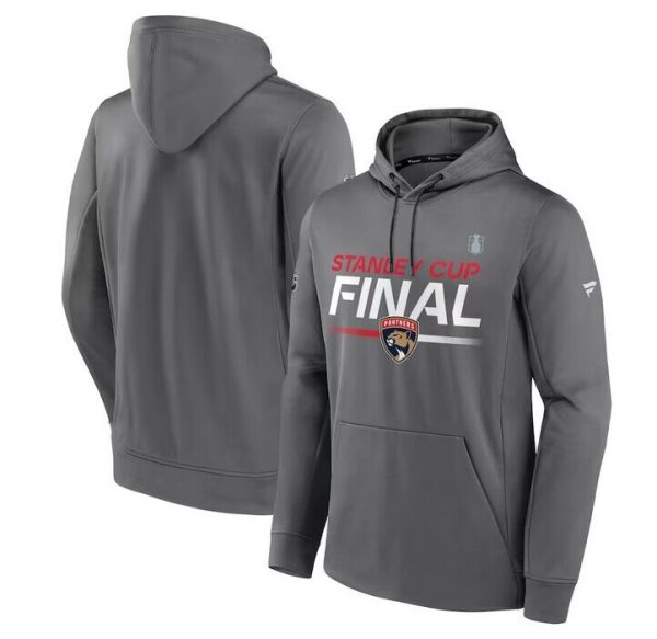 Men Florida Panthers Gray 2023 Stanley Cup Final Authentic Pro Pullover Hoodie
