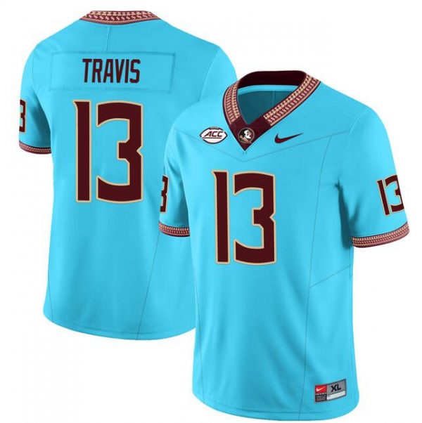 Men Florida State Seminoles #13 Jordan Travis Teal Stitched Jersey