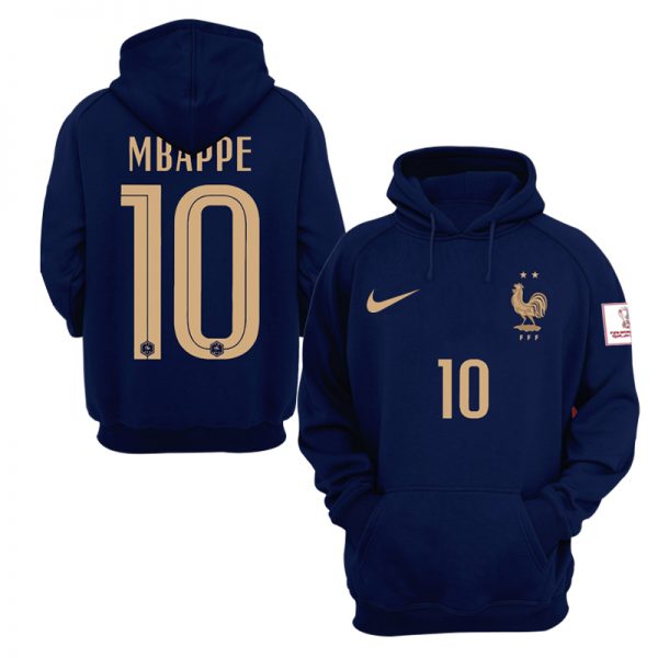 Men France #10 Mbappe FIFA World Cup Soccer Hoodie Navy 001