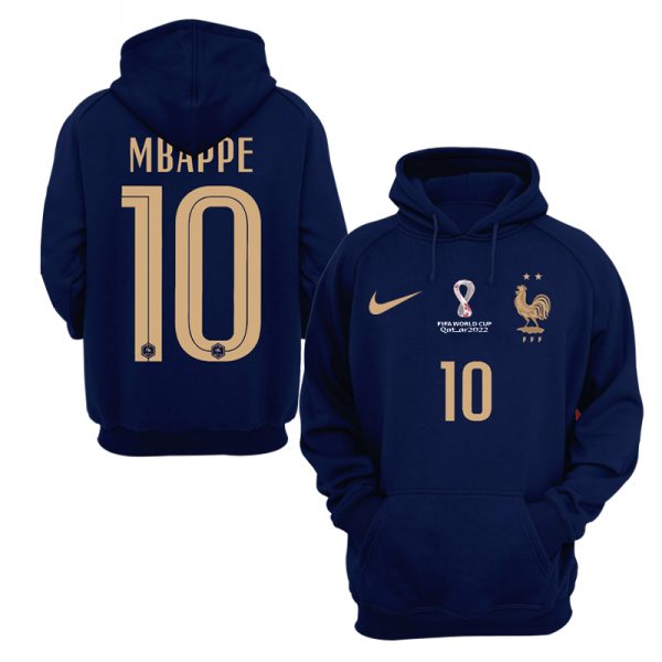 Men France #10 Mbappe FIFA World Cup Soccer Hoodie Navy 002