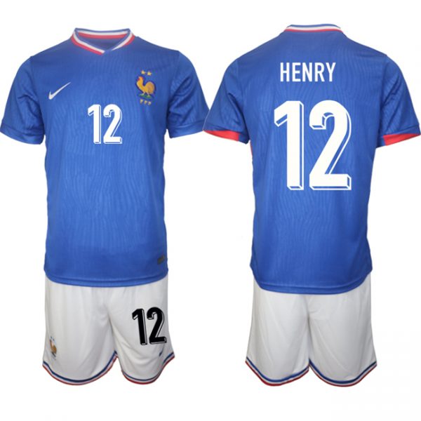 Men France #12 Henry Blue 2024-25 Home Soccer Jersey Suit