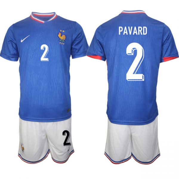 Men France #2 Benjamin Pavard Blue 2024-25 Home Soccer Jersey Suit