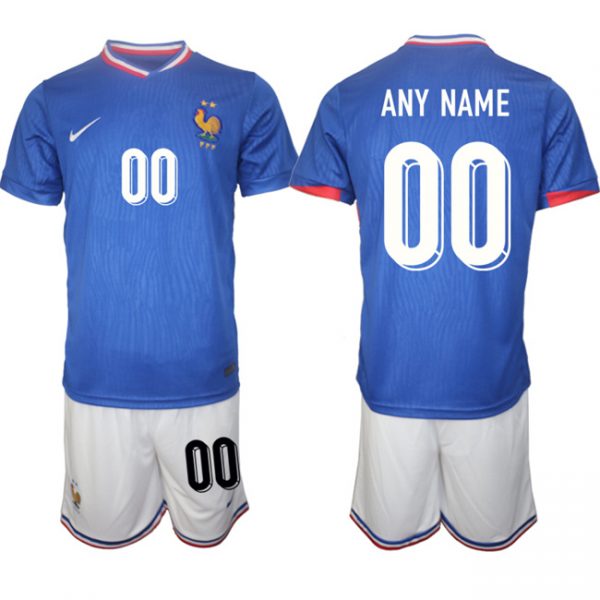 France Custom Blue 2024-25 Home Soccer Jersey Suit