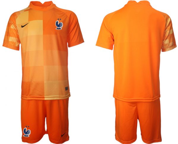 Men France Goalkeeper Orange 2022 FIFA World Cup Home Soccer Jersey Suit