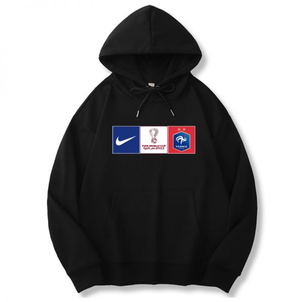 Men France World Cup Soccer Hoodie Black 001