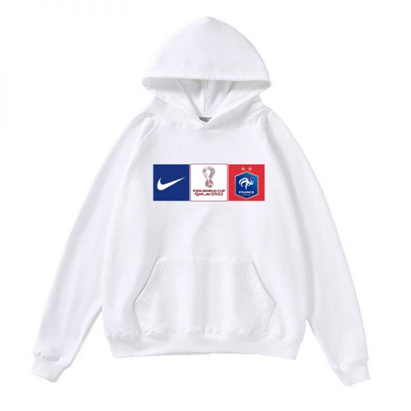 Men France World Cup Soccer Hoodie White 001