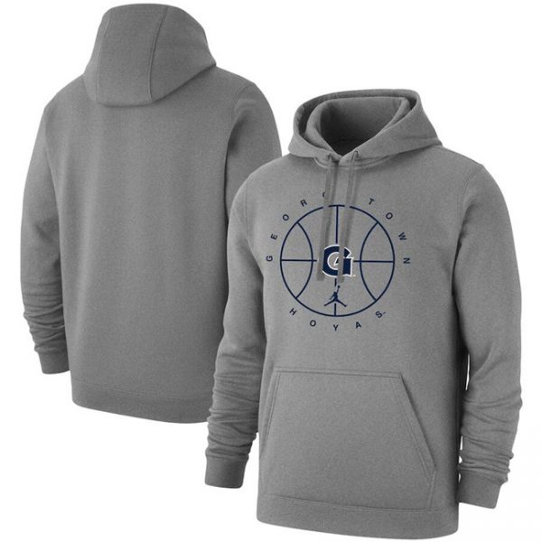 Men Georgetown Hoyas Grey Basketball Icon Club Fleece Pullover Hoodie