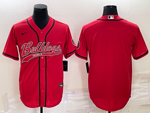 Men Georgia Bulldogs Blank Red With Patch Cool Base Stitched Baseball Jersey