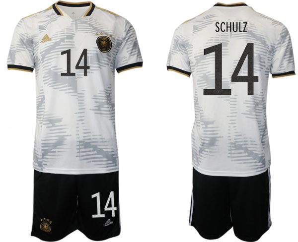 Men Germany #14 Schulz White 2022 FIFA World Cup Home Soccer Jersey Suit