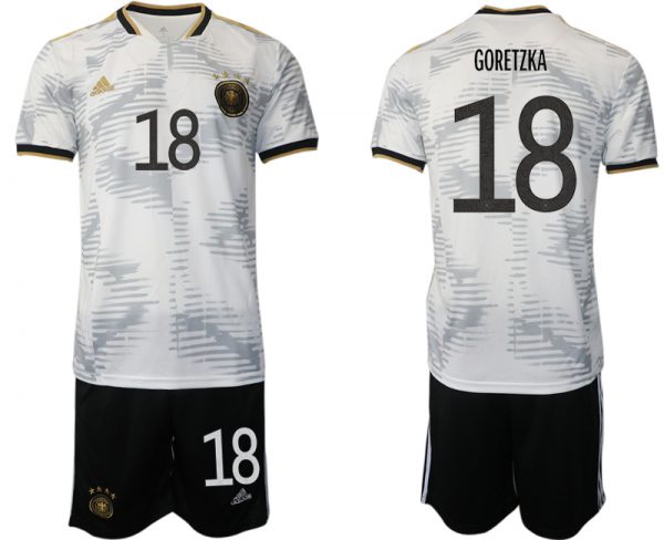 Men Germany #18 Goretzka White 2022 FIFA World Cup Home Soccer Jersey Suit