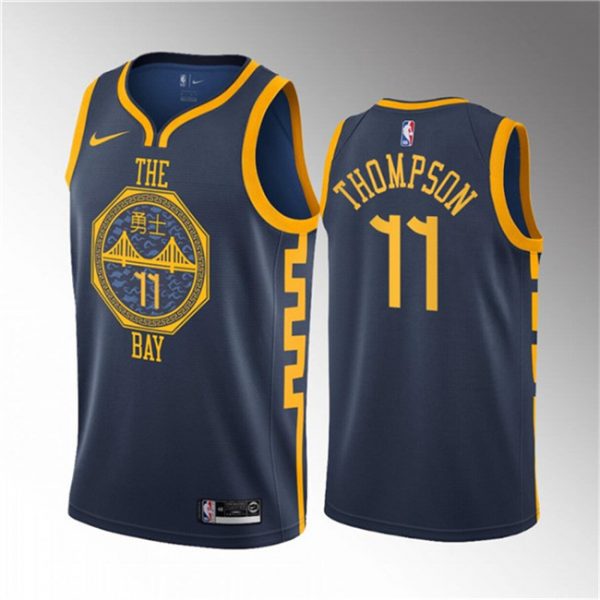 Men Golden State Warriors #11 Klay Thompson Navy 2018/19 Swingman Stitched Basketball Jersey