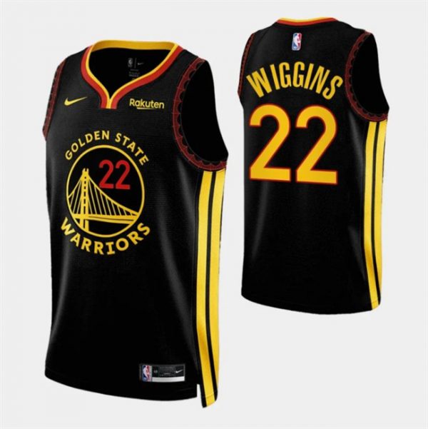 Men Golden State Warriors #22 Andrew Wiggins Black 2023/24 City Edition Stitched Basketball Jersey